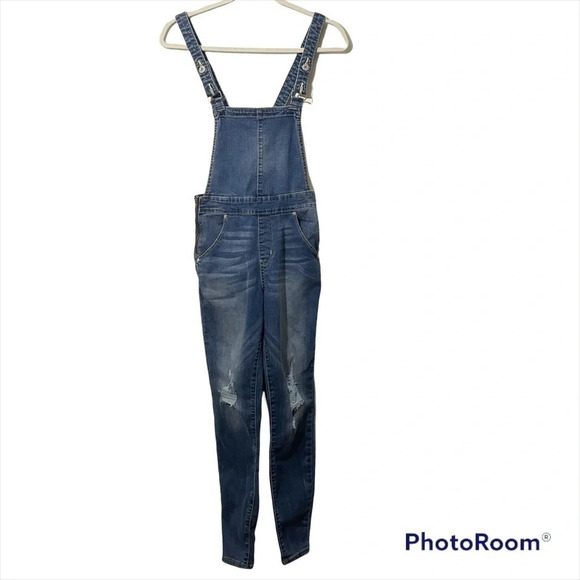 DENIZEN from Levi's Skinny Overalls Distressed size XS side zipper - Picture 7 of 12